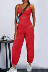 Red Get Physical Jumpsuit